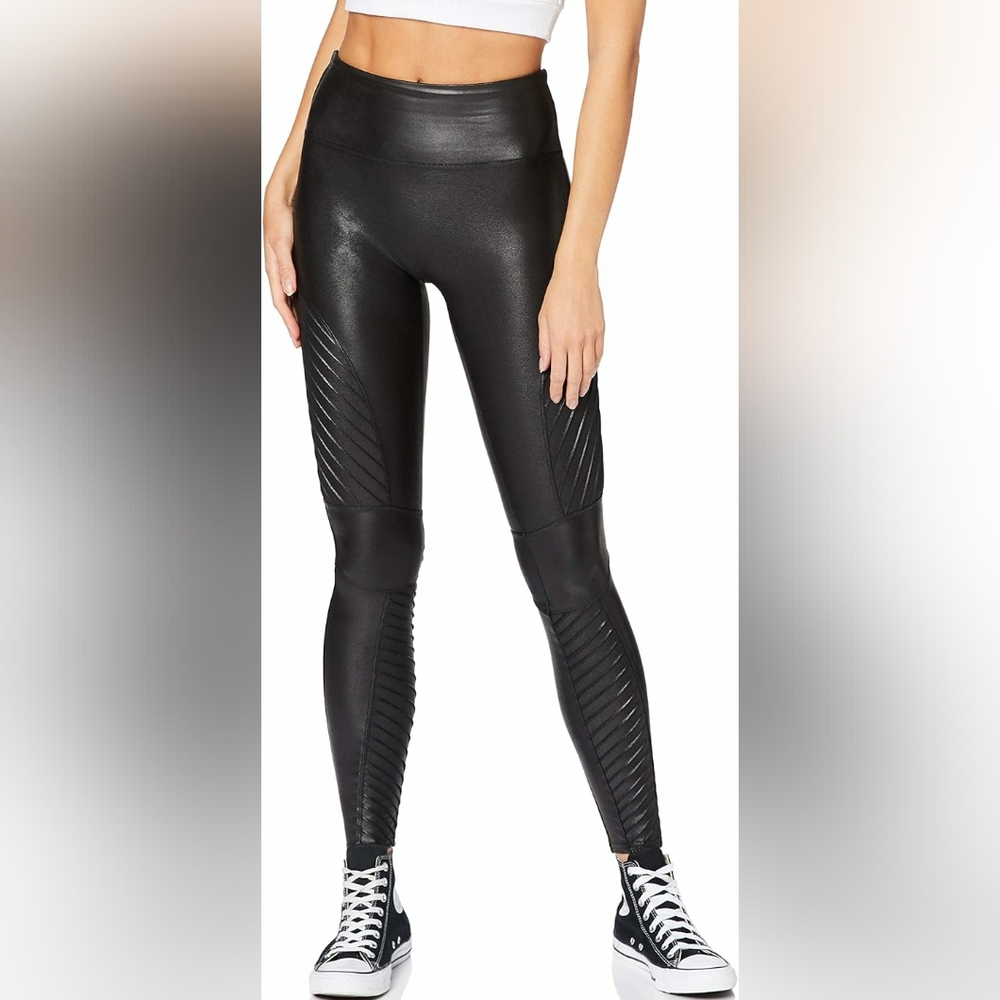 SPANX Black Faux Leather Leggings - Size XL